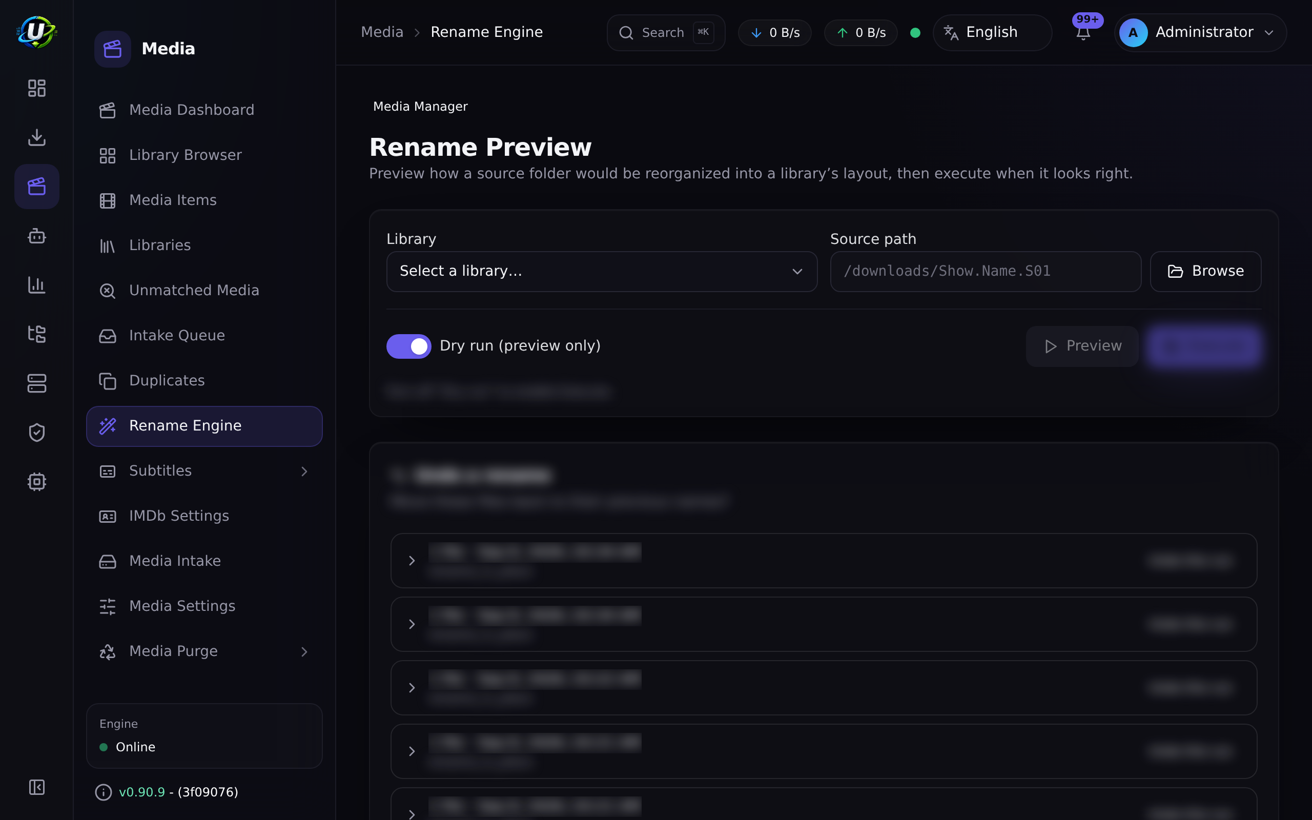 Rename preview showing the source to destination plan