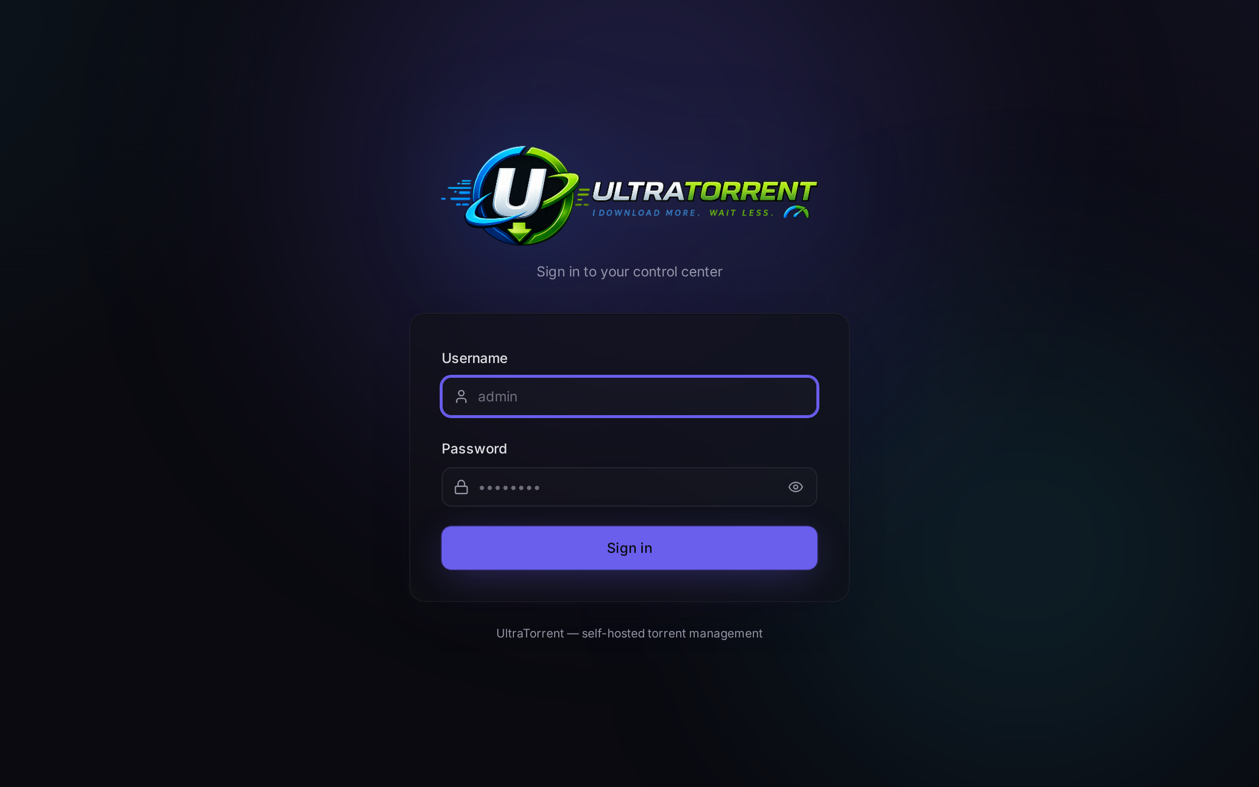 UltraTorrent login page