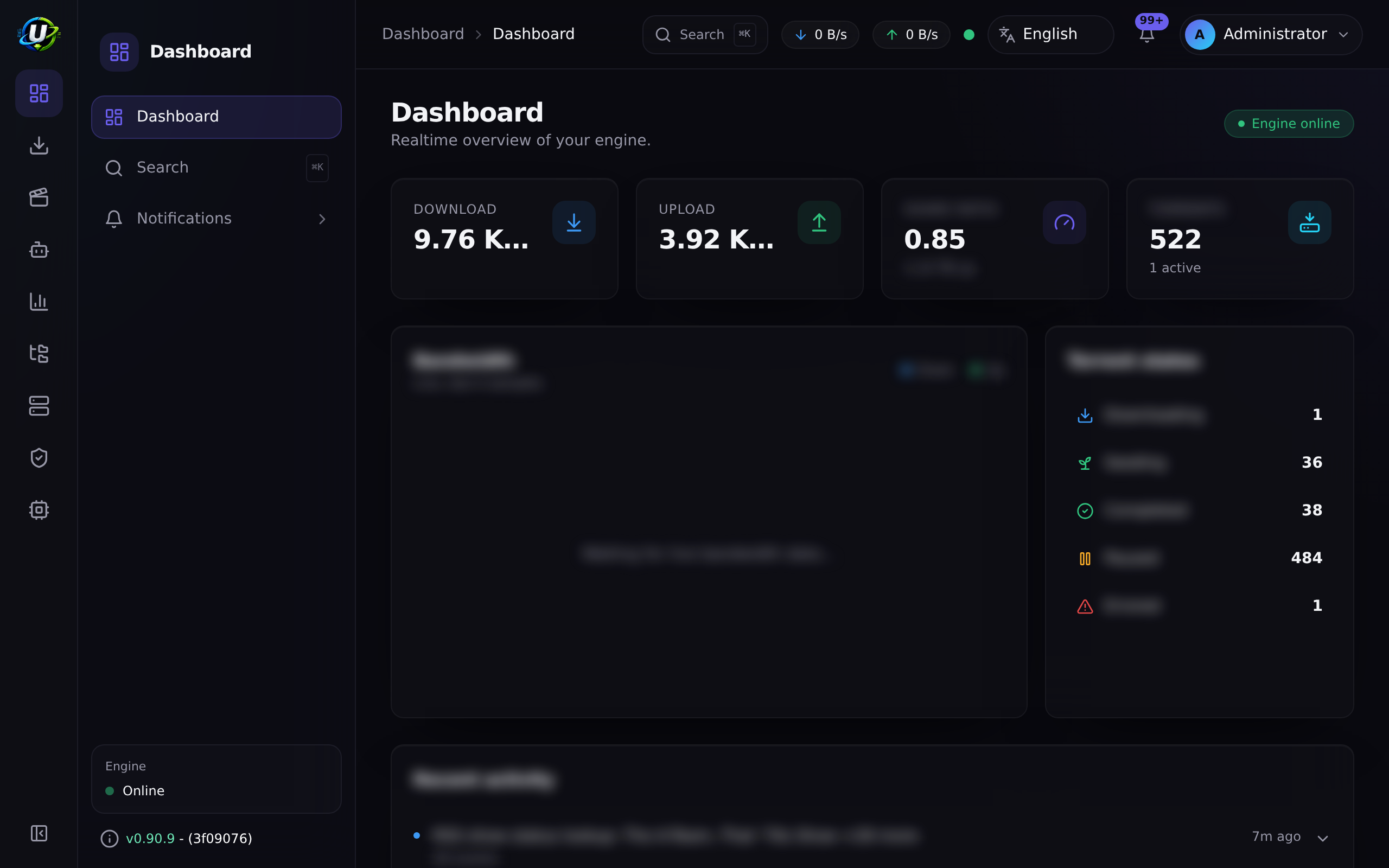 Media dashboard showing library health