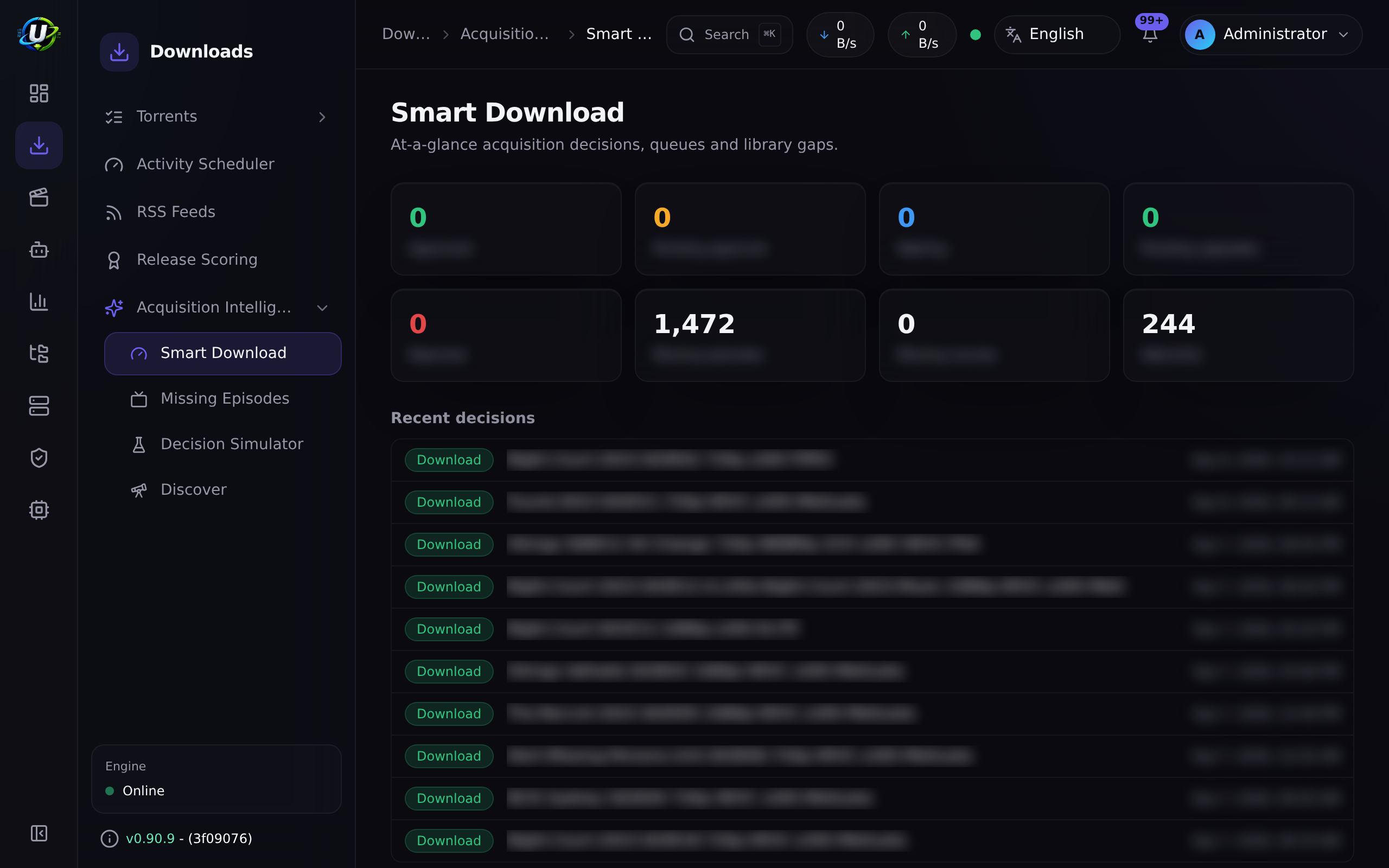 Panel de Descarga Inteligente con las colas de decisiones